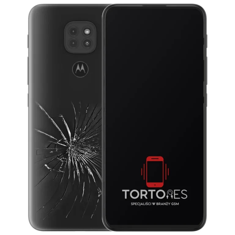Motorola Moto G9 Play z ilustracją pękniętej tylnej klapki - wymiana zbitej klapki