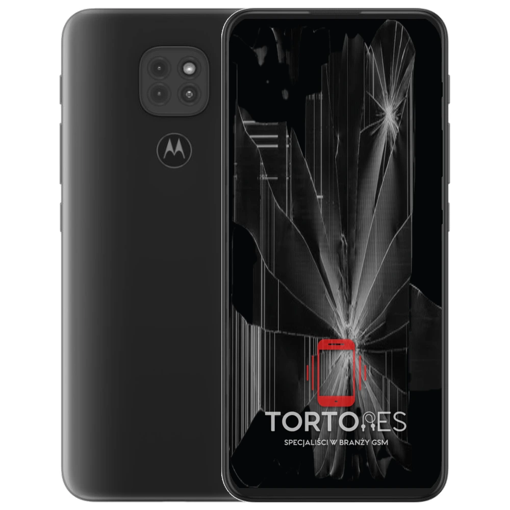 Motorola Moto G9 Play z ilustracją pękniętego wyświetlacza - wymiana zbitego wyświetlacza