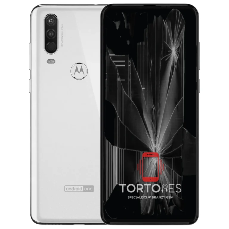 Motorola One Action z ilustracją pękniętego wyświetlacza - wymiana zbitego wyświetlacza