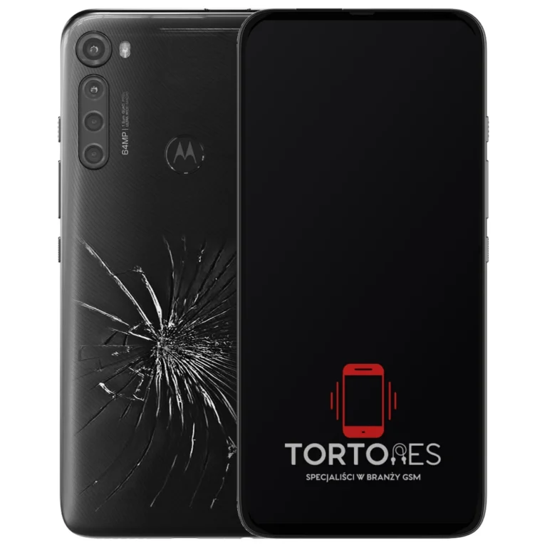 Motorola One Fusion+ z ilustracją pękniętej tylnej klapki - wymiana zbitej klapki