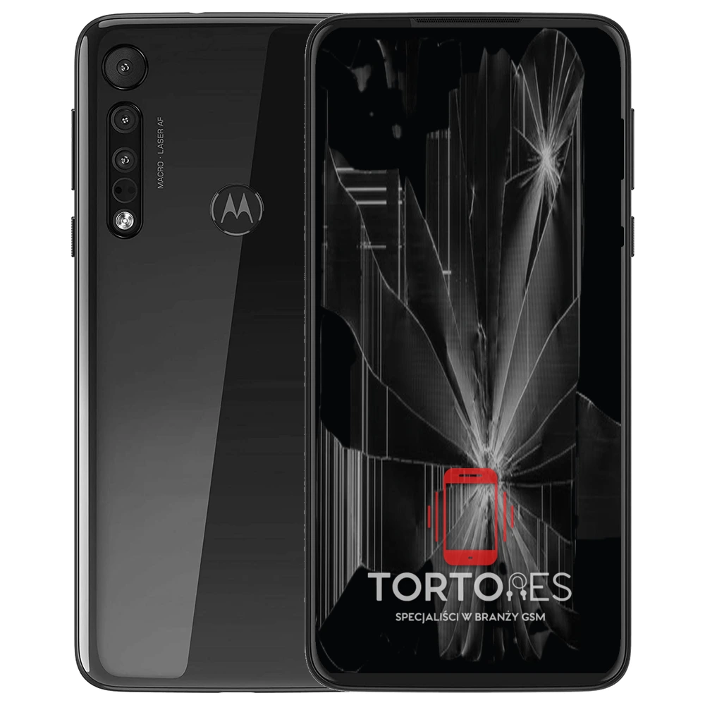 Motorola One Macro z ilustracją pękniętego wyświetlacza - wymiana zbitego wyświetlacza