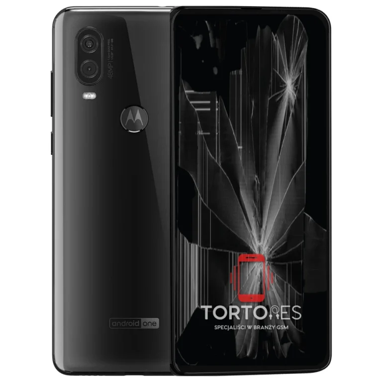 Motorola One Vision z ilustracją pękniętego wyświetlacza - wymiana zbitego wyświetlacza