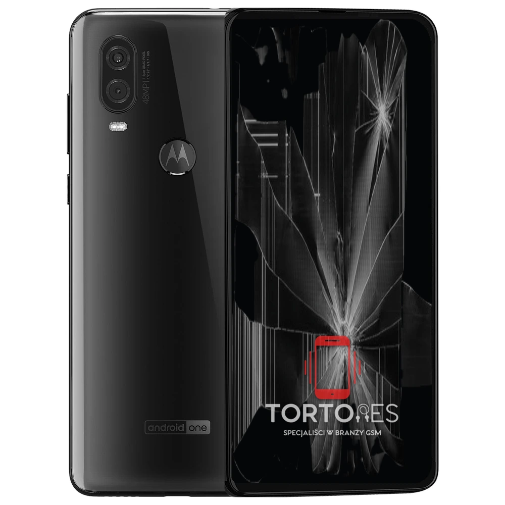 Motorola One Vision z ilustracją pękniętego wyświetlacza - wymiana zbitego wyświetlacza