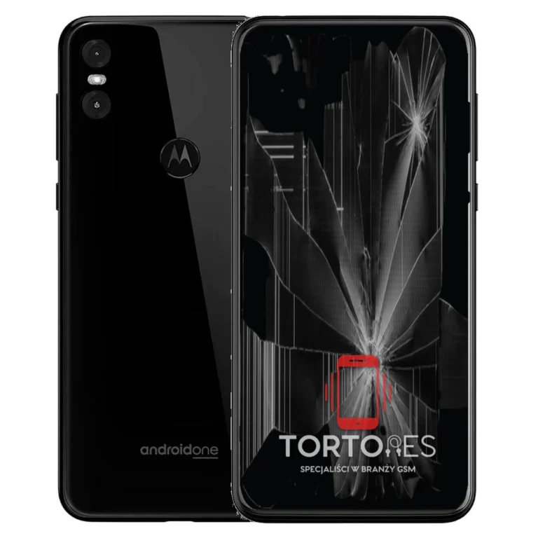 Motorola One z ilustracją pękniętego wyświetlacza - wymiana zbitego wyświetlacza