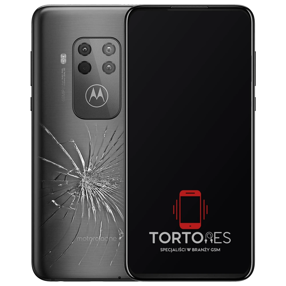 Motorola One Zoom z ilustracją pękniętej tylnej klapki - wymiana zbitej klapki