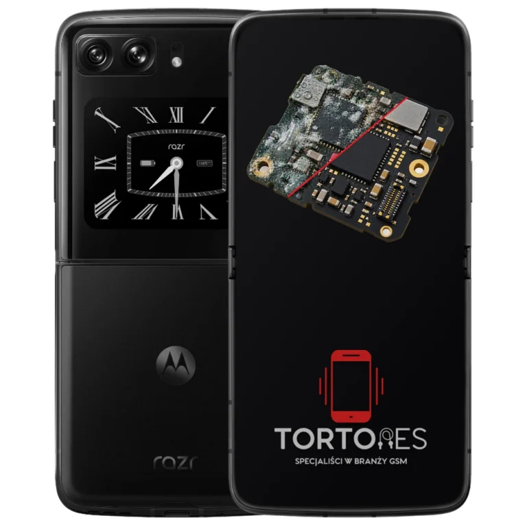 Motorola Razr 2022 z ilustracją zalania - czyszczenie po zalaniu