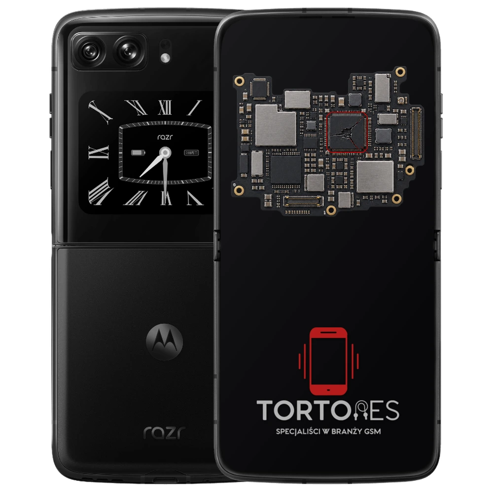 Motorola Razr 2022 z ilustracją płyty głównej - naprawa płyty głównej