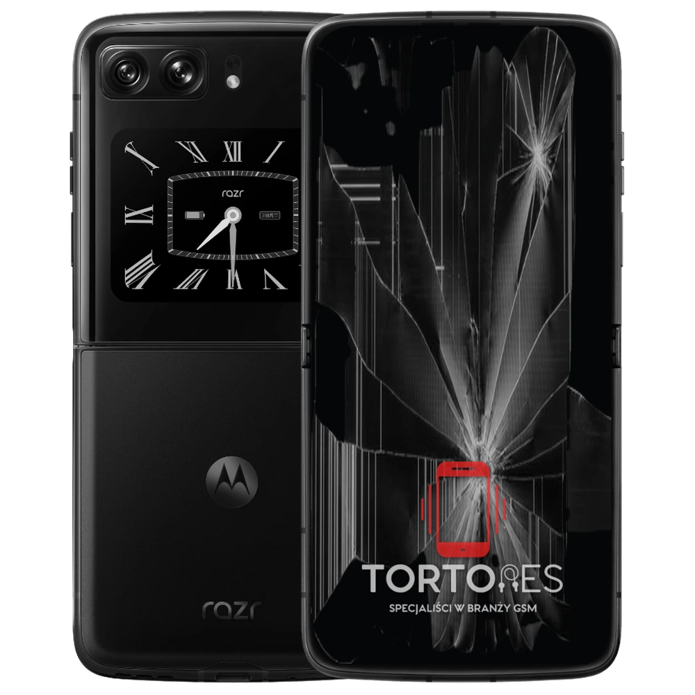 Motorola Razr 2022 z ilustracją pękniętego wyświetlacza - wymiana zbitego wyświetlacza