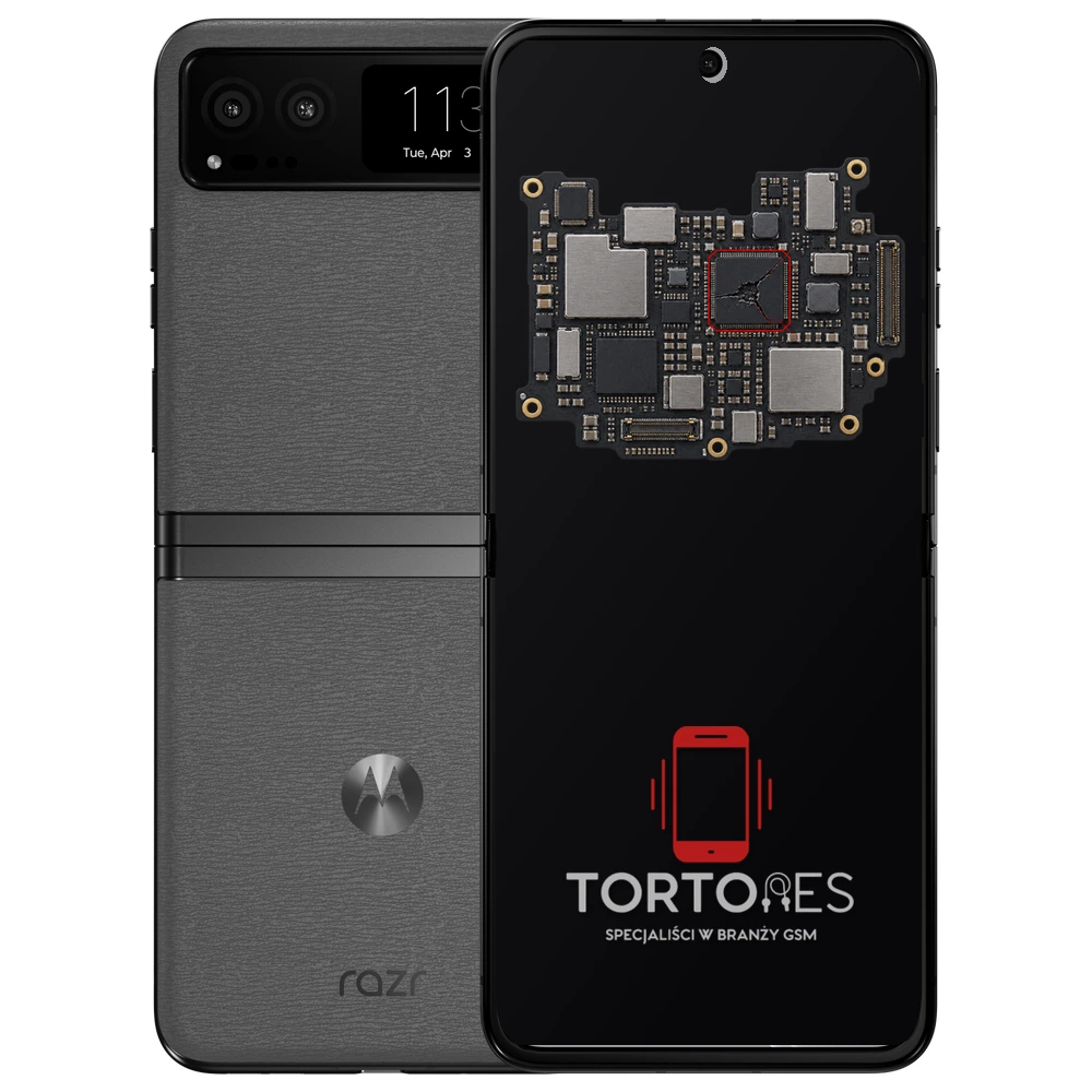 Motorola Razr 40 z ilustracją płyty głównej - naprawa płyty głównej