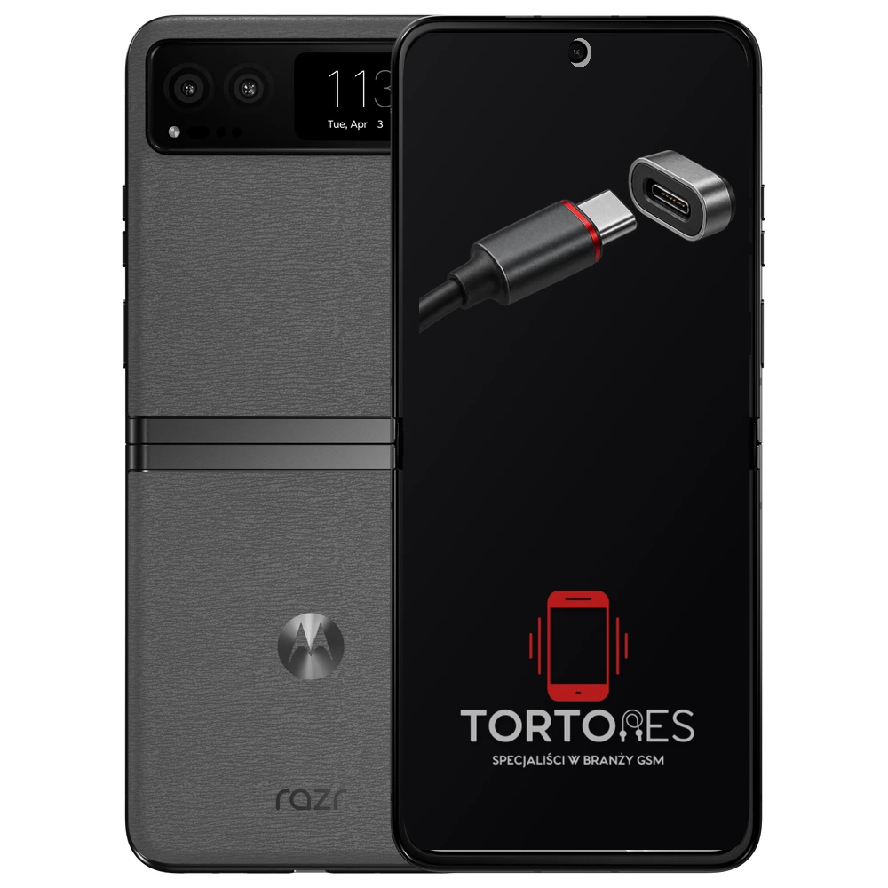Motorola Razr 40 z ilustracją złącza ładowania - naprawa złącza ładowania