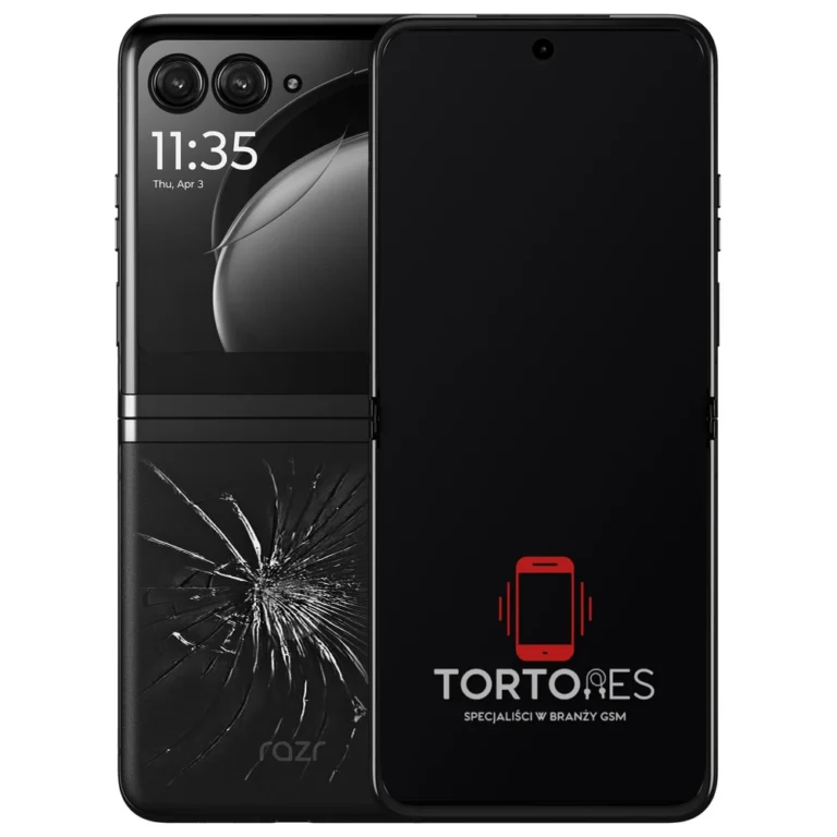 Motorola Razr 40 Ultra z ilustracją pękniętej tylnej klapki - wymiana zbitej klapki