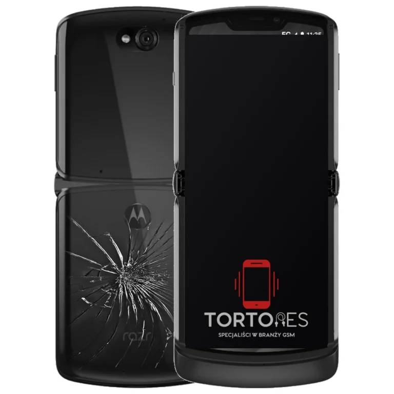 Motorola Razr 5G z ilustracją pękniętej tylnej klapki - wymiana zbitej klapki