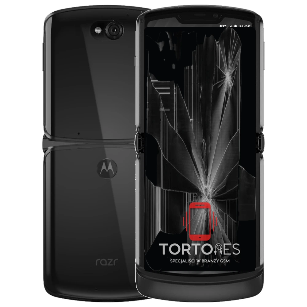 Motorola Razr 5G z ilustracją pękniętego wyświetlacza - wymiana zbitego wyświetlacza