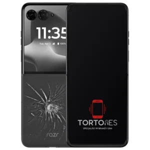 Motorola Razr 70 Plus z ilustracją pękniętej tylnej klapki - wymiana zbitej klapki