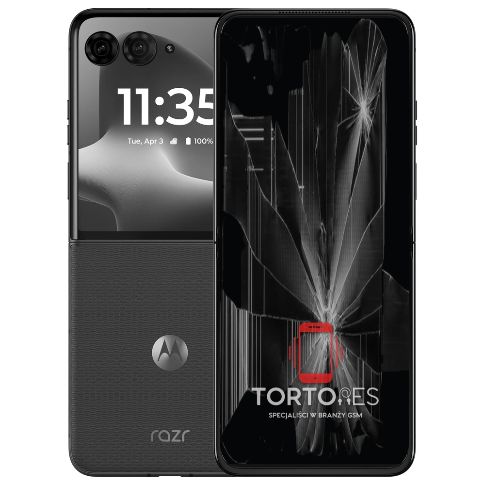 Motorola Razr 70 Plus z ilustracją pękniętego wyświetlacza - wymiana zbitego wyświetlacza
