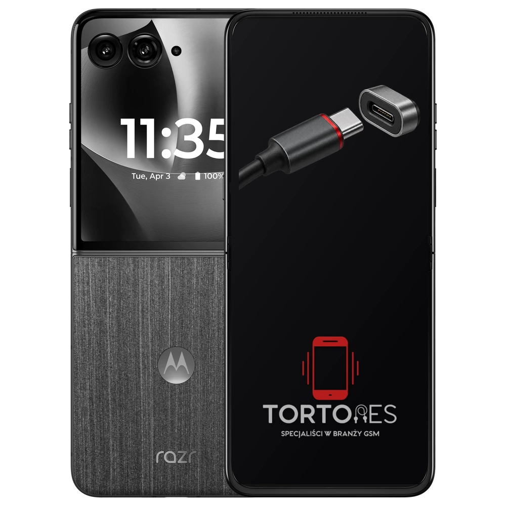 Motorola Razr 70 Ultra z ilustracją złącza ładowania - naprawa złącza ładowania