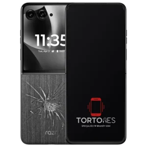 Motorola Razr 70 Ultra z ilustracją pękniętej tylnej klapki - wymiana zbitej klapki