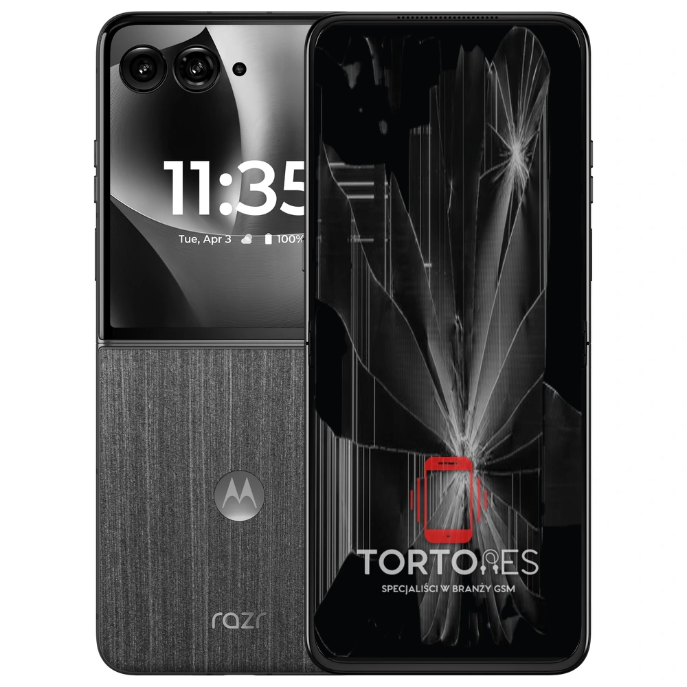 Motorola Razr 70 Ultra z ilustracją pękniętego wyświetlacza - wymiana zbitego wyświetlacza