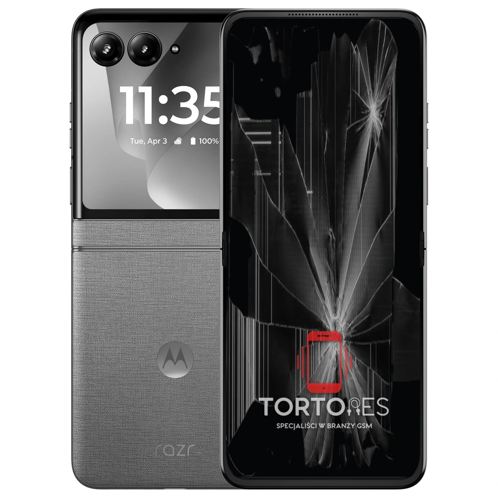 Motorola Razr 70 z ilustracją pękniętego wyświetlacza - wymiana zbitego wyświetlacza