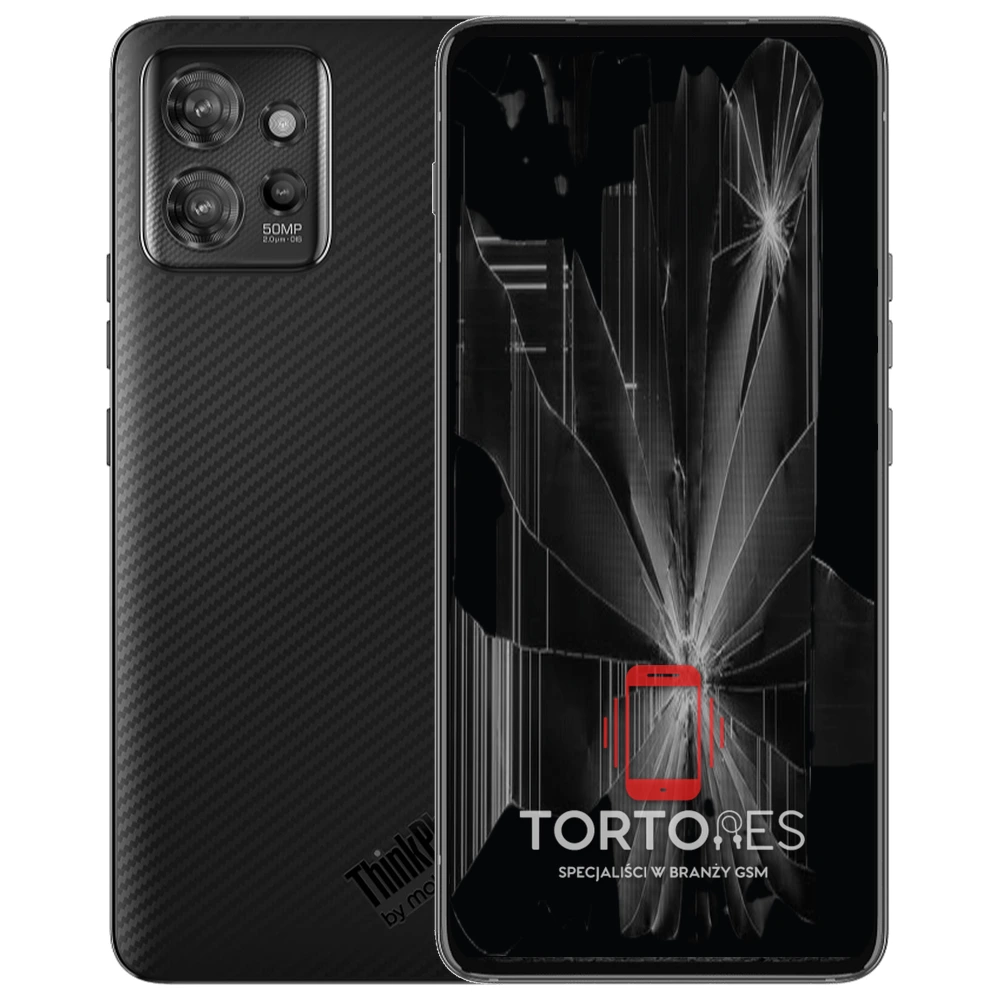 Motorola ThinkPhone z ilustracją pękniętego wyświetlacza - wymiana zbitego wyświetlacza