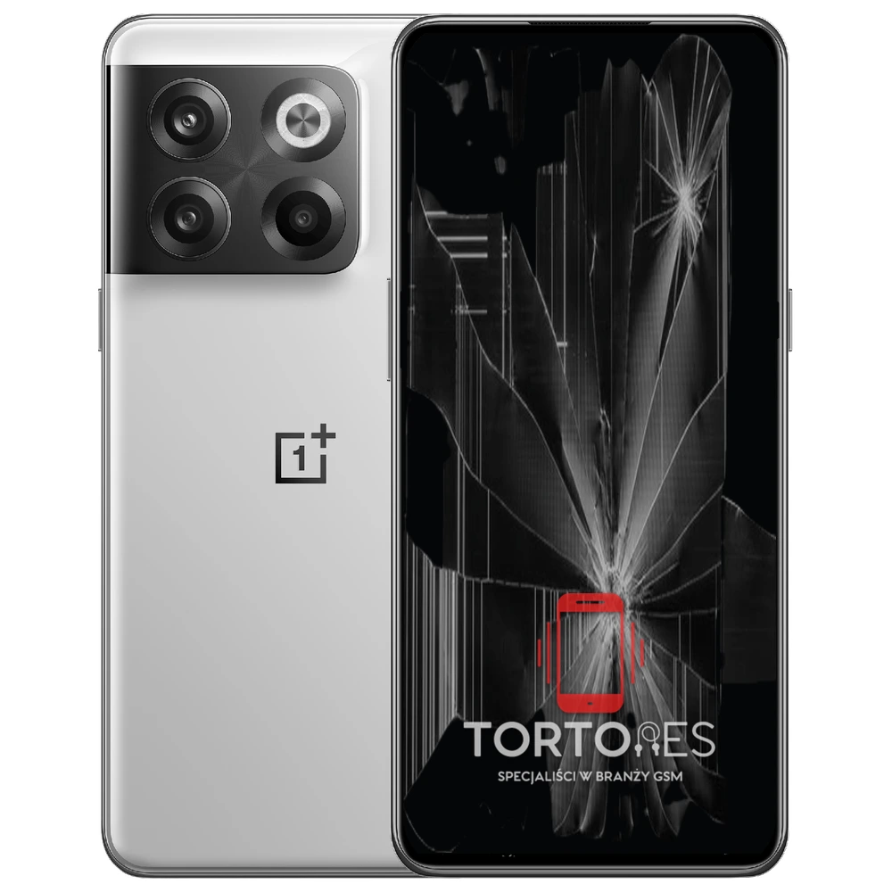 OnePlus 10T z ilustracją pękniętego wyświetlacza - wymiana zbitego wyświetlacza