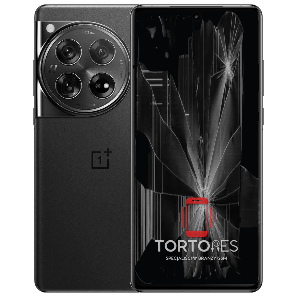 OnePlus 12 z ilustracją pękniętego wyświetlacza - wymiana zbitego wyświetlacza