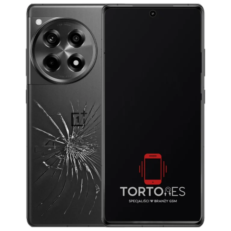 OnePlus 12R z ilustracją pękniętej tylnej klapki - wymiana zbitej klapki