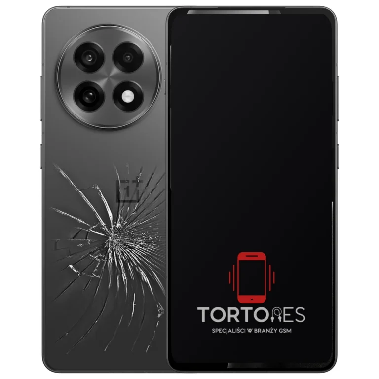 OnePlus 13R z ilustracją pękniętej tylnej klapki - wymiana zbitej klapki
