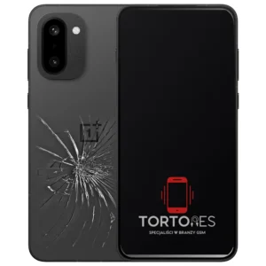 OnePlus 15R z ilustracją pękniętej tylnej klapki - wymiana zbitej klapki