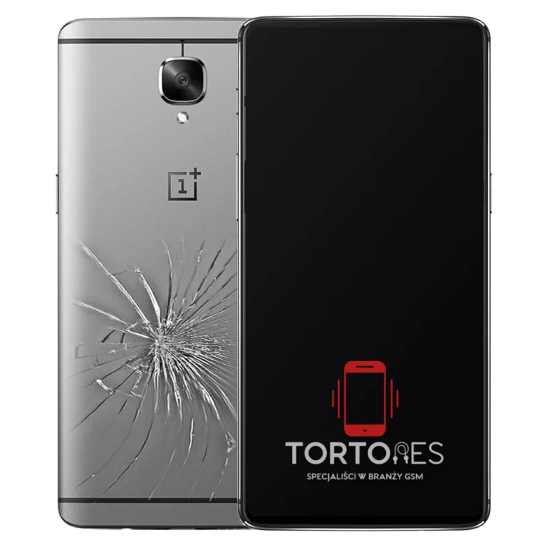 OnePlus 3 z ilustracją pękniętej tylnej klapki - wymiana zbitej klapki