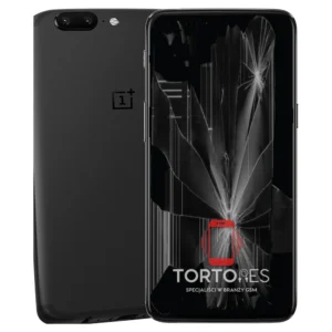 OnePlus 5 z ilustracją pękniętego wyświetlacza - wymiana zbitego wyświetlacza