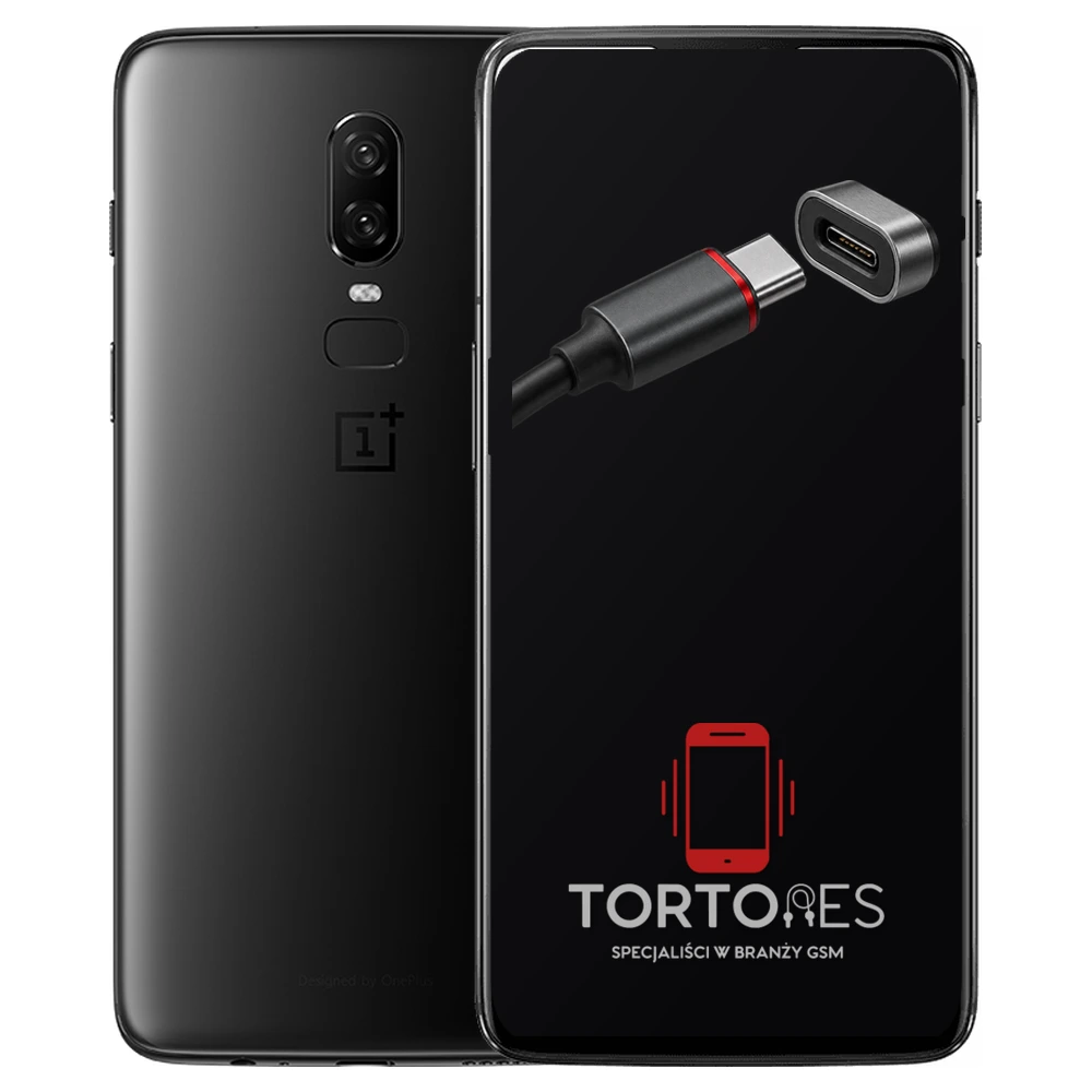OnePlus 6 z ilustracją złącza ładowania - naprawa złącza ładowania