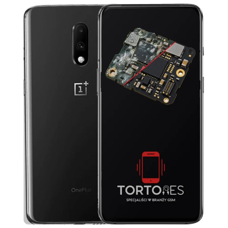 OnePlus 7 z ilustracją zalania - czyszczenie po zalaniu