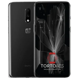 OnePlus 7 z ilustracją pękniętego wyświetlacza - wymiana zbitego wyświetlacza