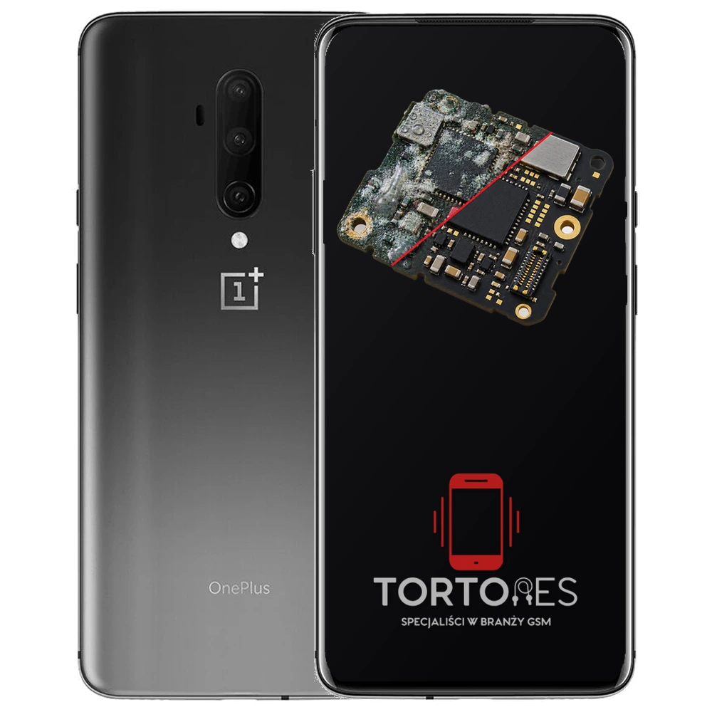 OnePlus 7T Pro z ilustracją zalania - czyszczenie po zalaniu