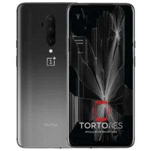 OnePlus 7T Pro z ilustracją pękniętego wyświetlacza - wymiana zbitego wyświetlacza