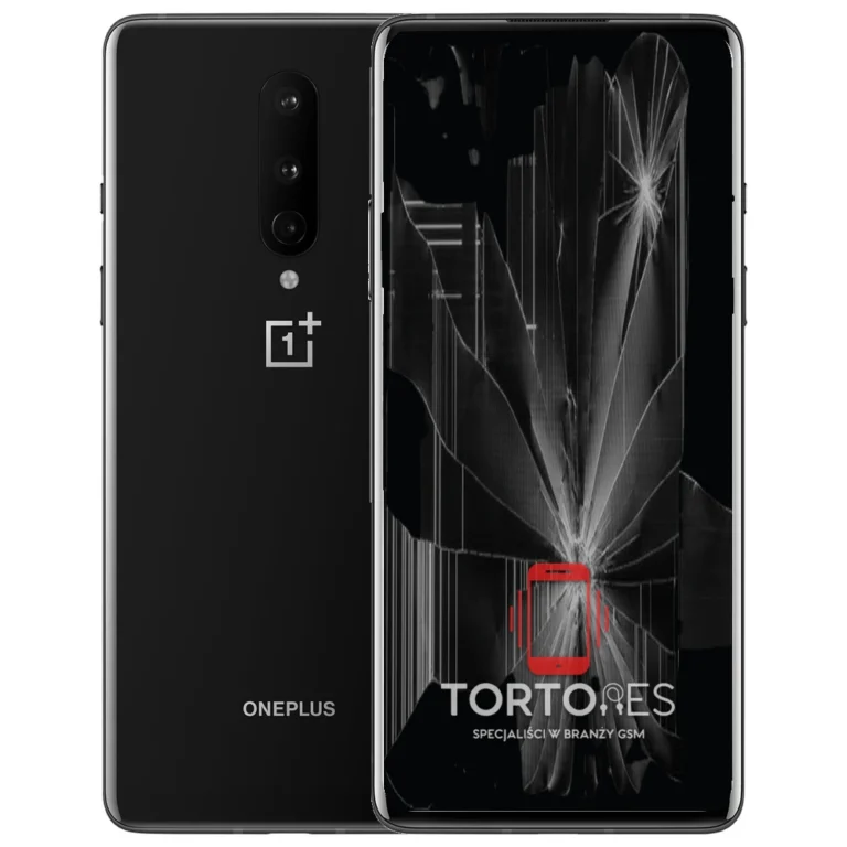 OnePlus 8 z ilustracją pękniętego wyświetlacza - wymiana zbitego wyświetlacza