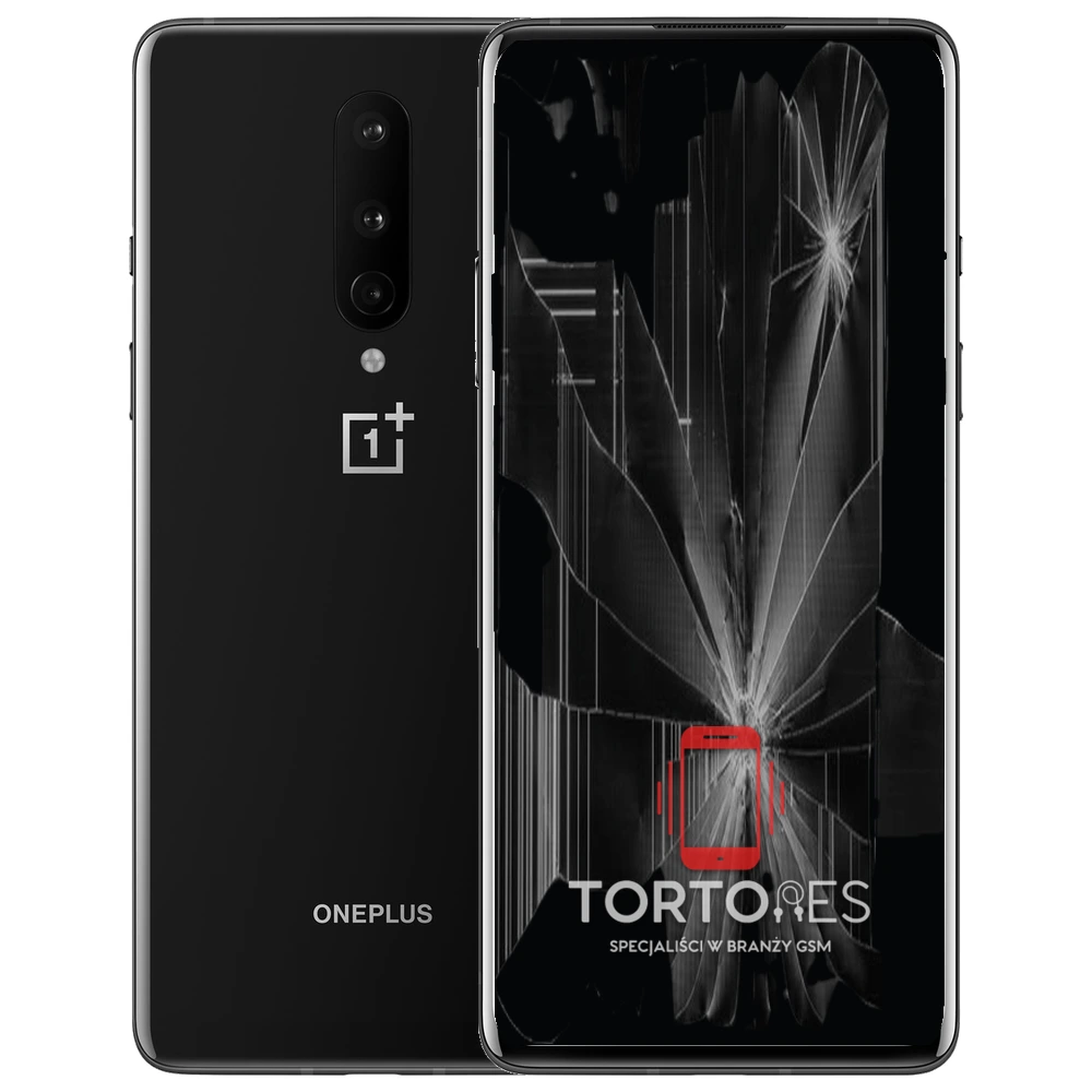 OnePlus 8 z ilustracją pękniętego wyświetlacza - wymiana zbitego wyświetlacza
