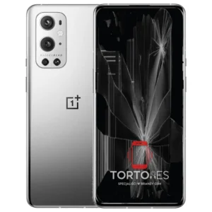 OnePlus 9 Pro z ilustracją pękniętego wyświetlacza - wymiana zbitego wyświetlacza