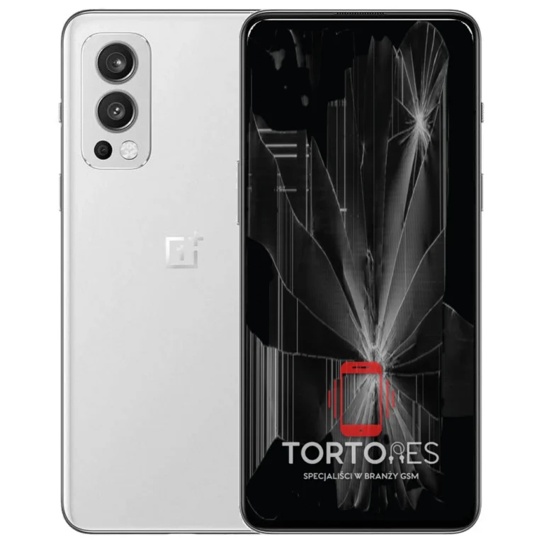 OnePlus Nord 2 5G z ilustracją pękniętego wyświetlacza - wymiana zbitego wyświetlacza