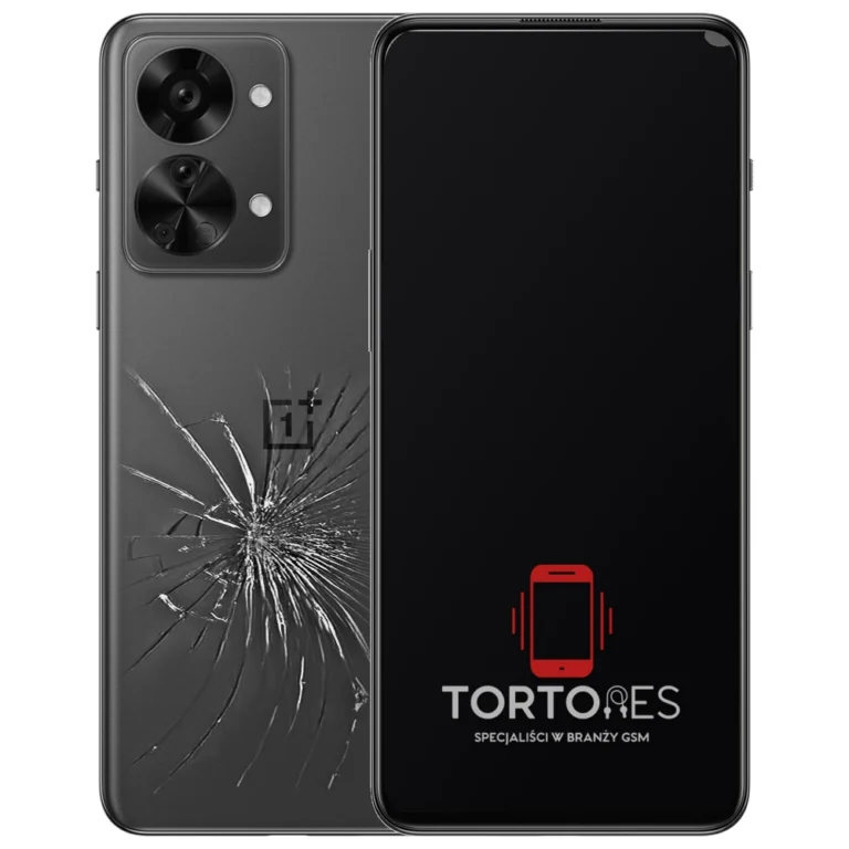 OnePlus Nord 2T 5G z ilustracją pękniętej tylnej klapki - wymiana zbitej klapki