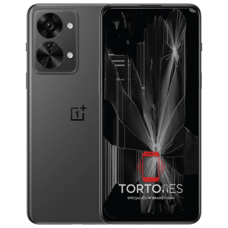 OnePlus Nord 2T 5G z ilustracją pękniętego wyświetlacza - wymiana zbitego wyświetlacza