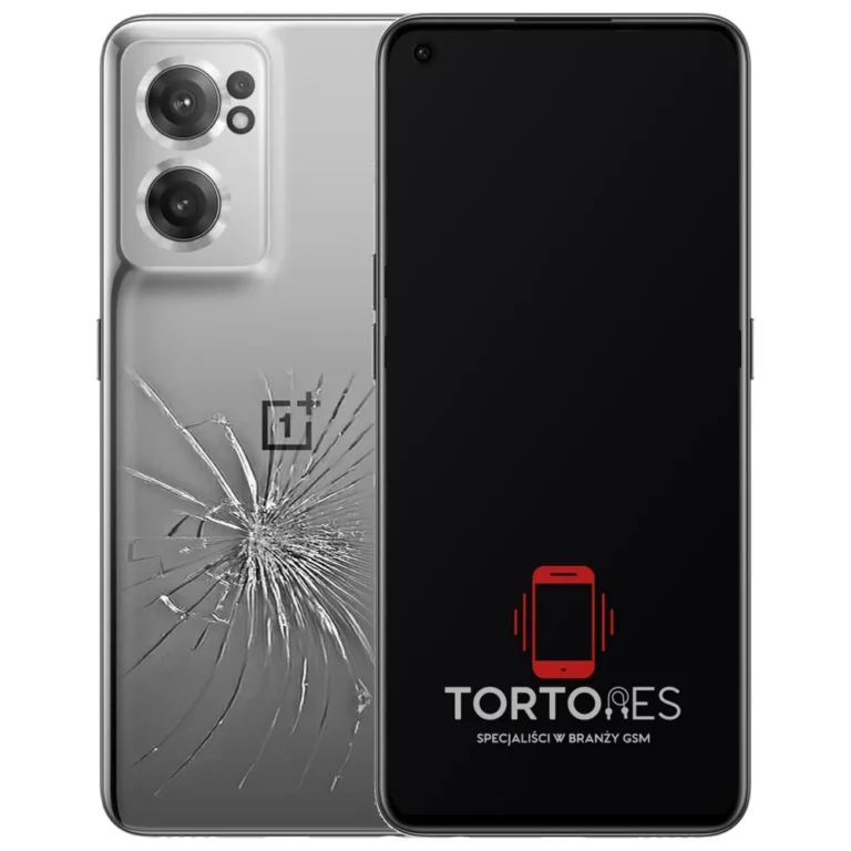 OnePlus Nord CE 2 5G z ilustracją pękniętej tylnej klapki - wymiana zbitej klapki