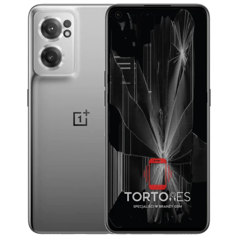 OnePlus Nord CE 2 5G z ilustracją pękniętego wyświetlacza - wymiana zbitego wyświetlacza
