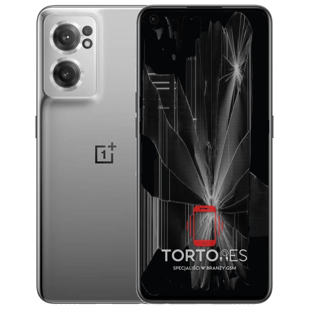 OnePlus Nord CE 2 5G z ilustracją pękniętego wyświetlacza - wymiana zbitego wyświetlacza