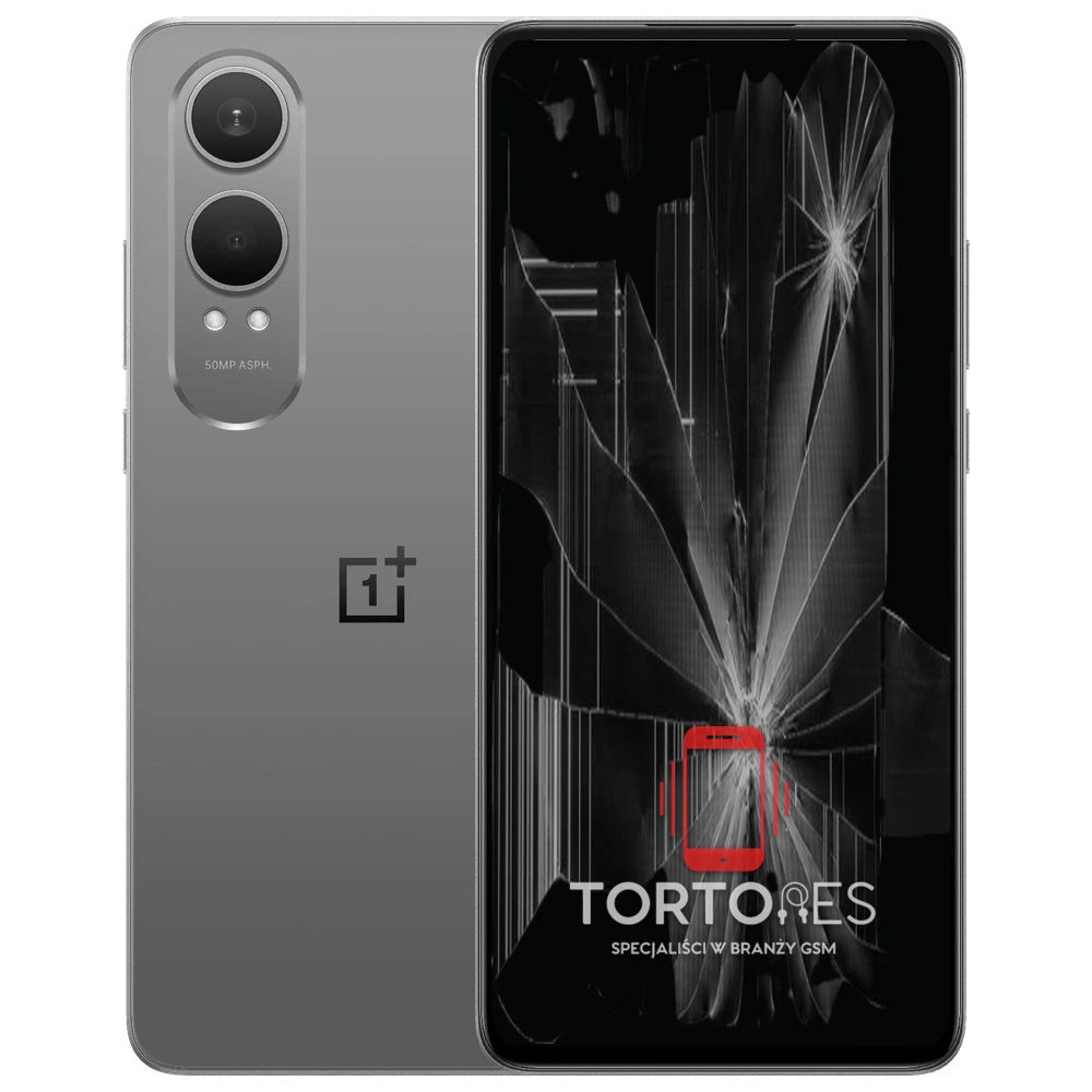 OnePlus Nord CE4 Lite 5G z ilustracją pękniętego wyświetlacza - wymiana zbitego wyświetlacza