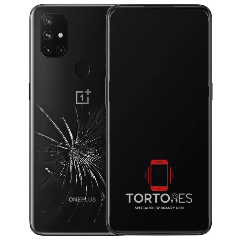 OnePlus Nord N10 5G z ilustracją pękniętej tylnej klapki - wymiana zbitej klapki