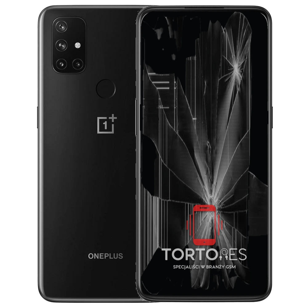 OnePlus Nord N10 5G z ilustracją pękniętego wyświetlacza - wymiana zbitego wyświetlacza