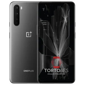 OnePlus Nord z ilustracją pękniętego wyświetlacza - wymiana zbitego wyświetlacza