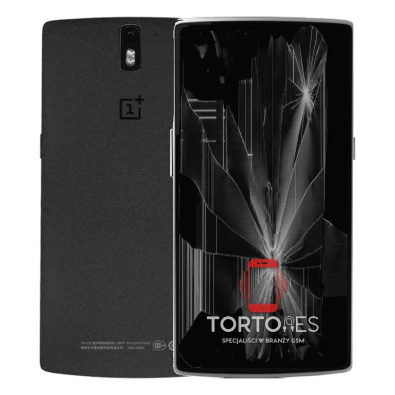 OnePlus One z ilustracją pękniętego wyświetlacza - wymiana zbitego wyświetlacza